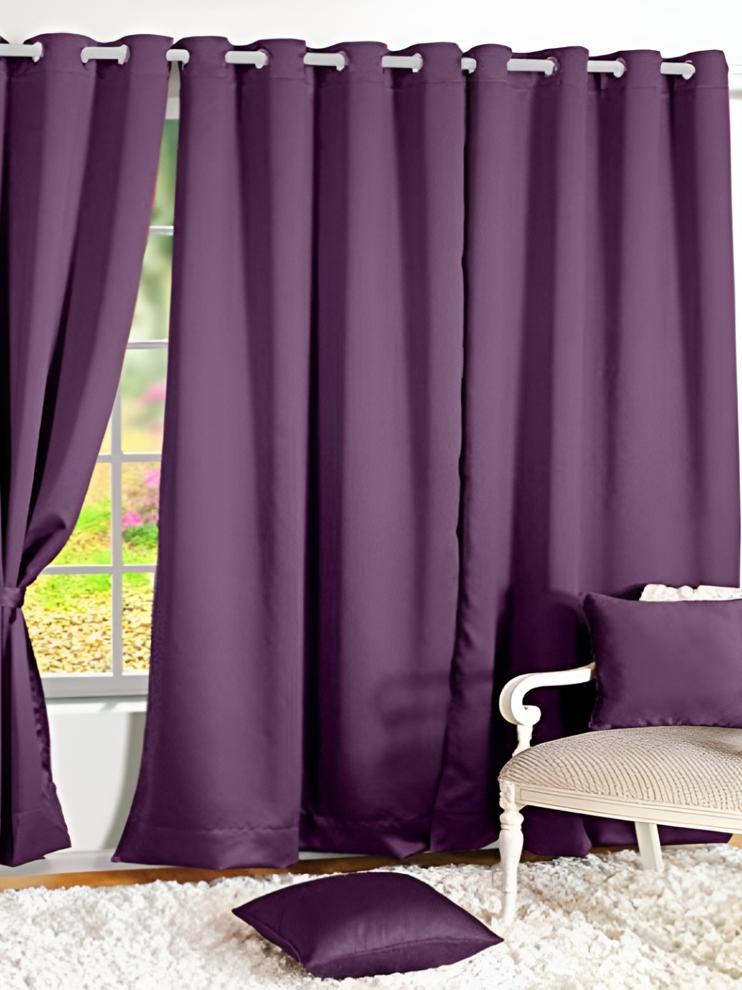 

RIDHAAN Purple 2 Pcs Room Darkening Long Door Curtain