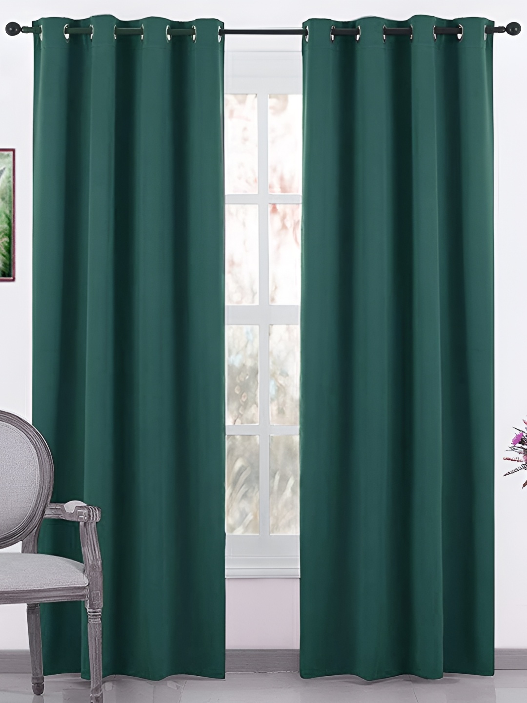 

RIDHAAN Teal 2 Pcs Room Darkening Long Door Curtain