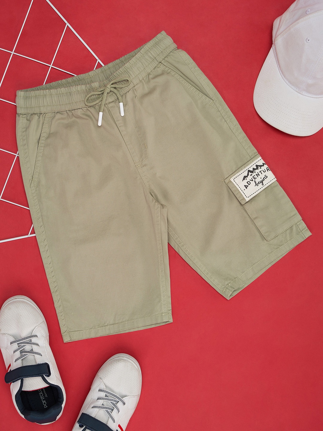 

Pantaloons Junior Boys Cotton Cargo Shorts, Olive