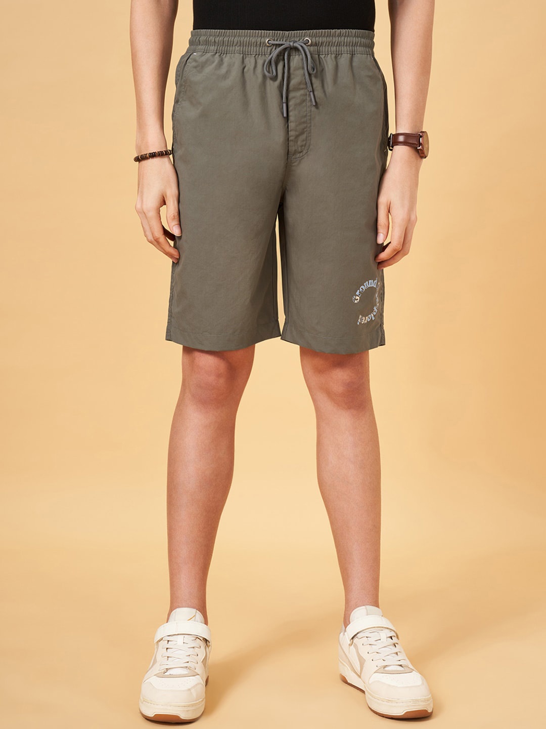 

Urban Ranger by pantaloons Men Slim Fit Cotton Shorts, Grey