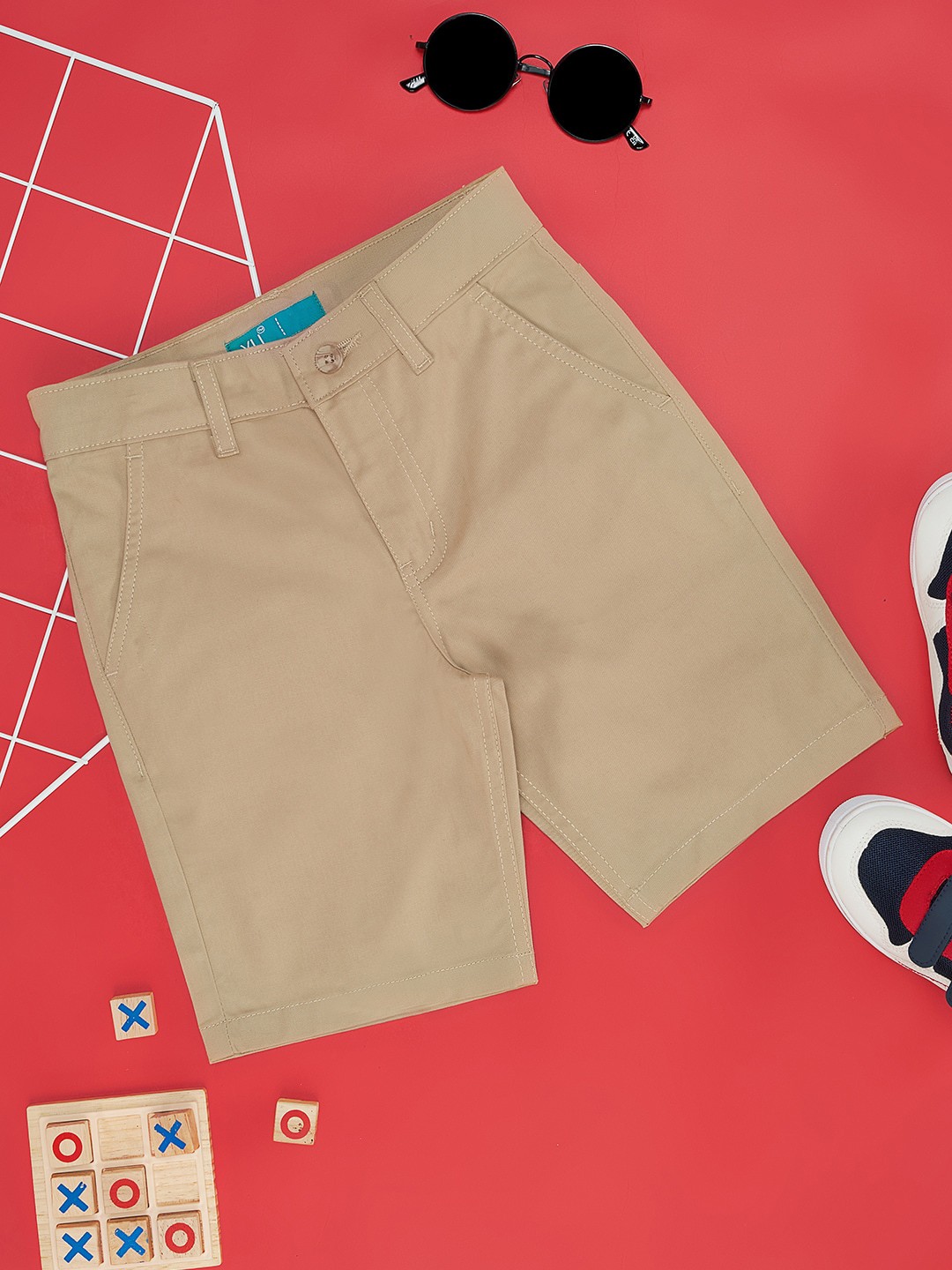 YU by Pantaloons Boys Regular Fit Cotton Chino Shorts, Beige