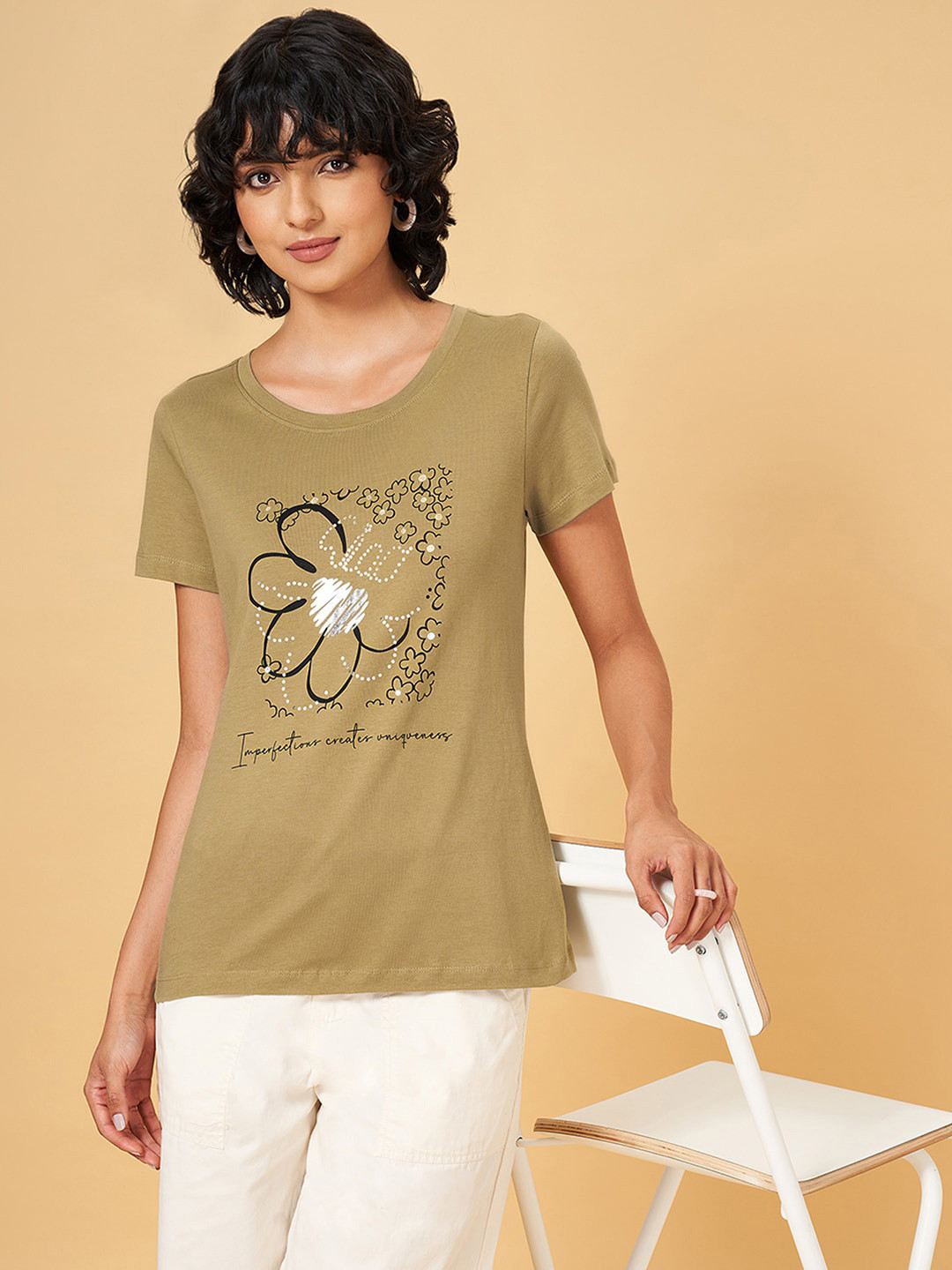 

Honey by Pantaloons Graphic Printed Cotton Casual T-shirt, Green