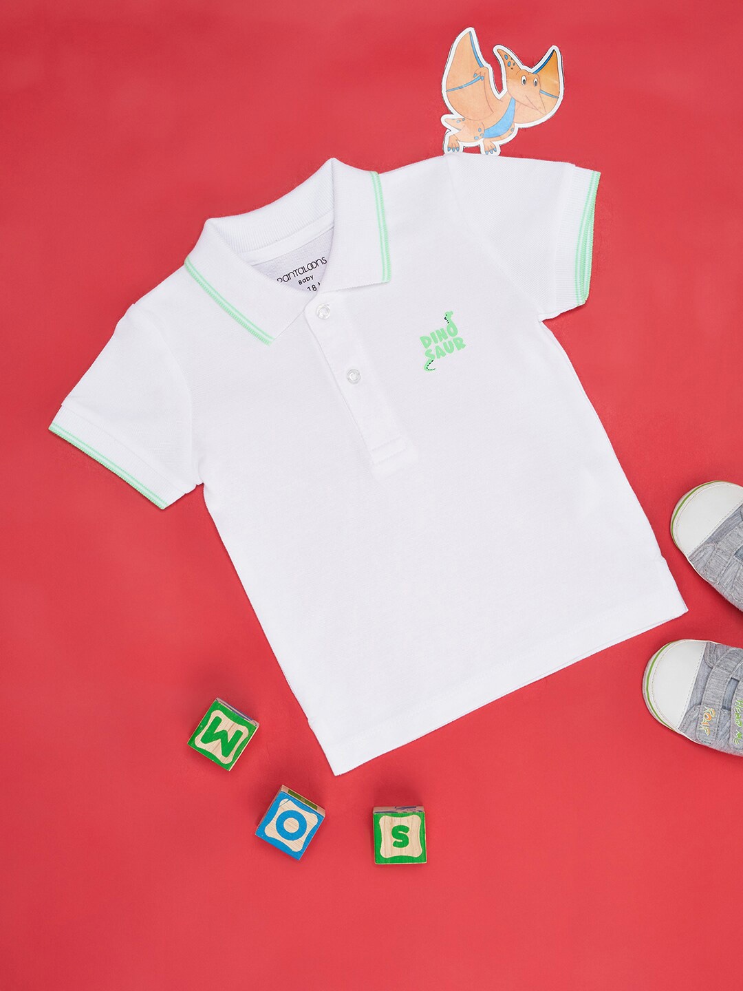 

Pantaloons Baby Boys Colourblocked Polo Collar Regular Fit T-shirt, White