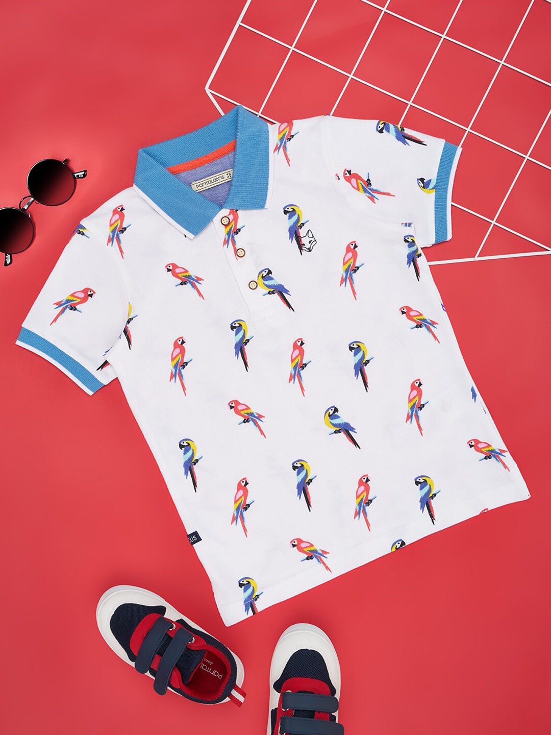 

Pantaloons Junior Boys Conversational Printed Polo Collar Cotton T-shirt, White