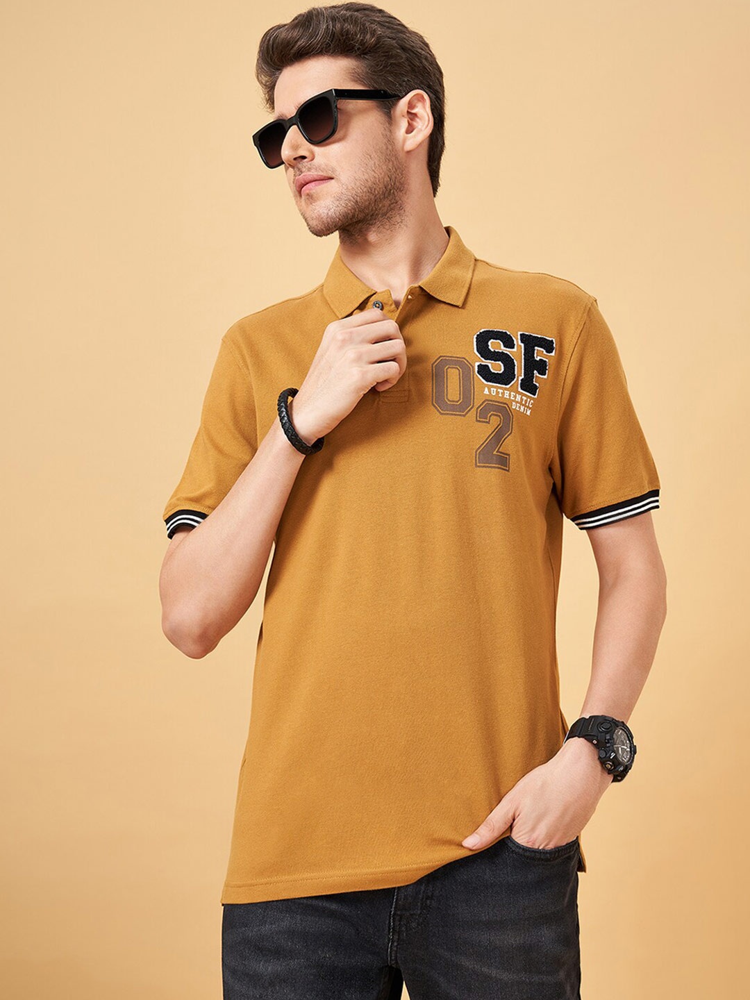 

SF JEANS by Pantaloons Polo Collar Short Sleeves Slim Fit T-shirt, Yellow