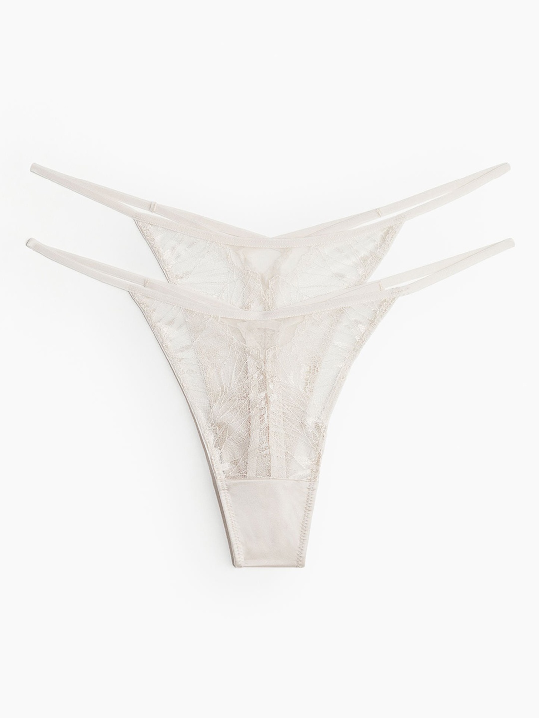 

H&M Women 2-Pack Lace Tanga Thong Briefs, Beige