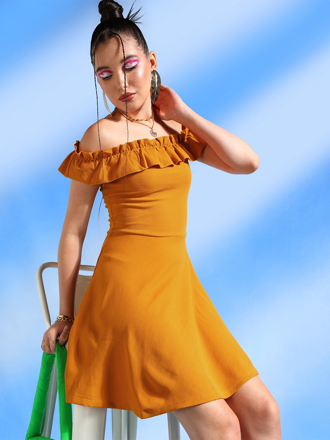 

Veni Vidi Vici Off-Shoulder Fit & Flare Dress, Mustard