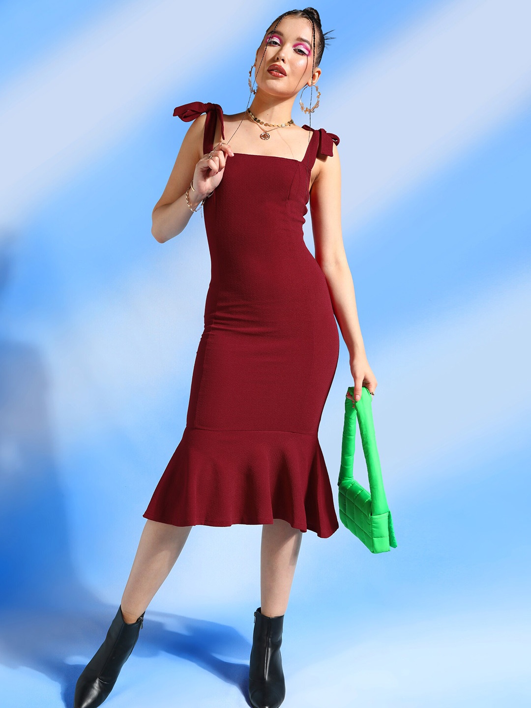 

Veni Vidi Vici Sheath Midi Dress, Maroon