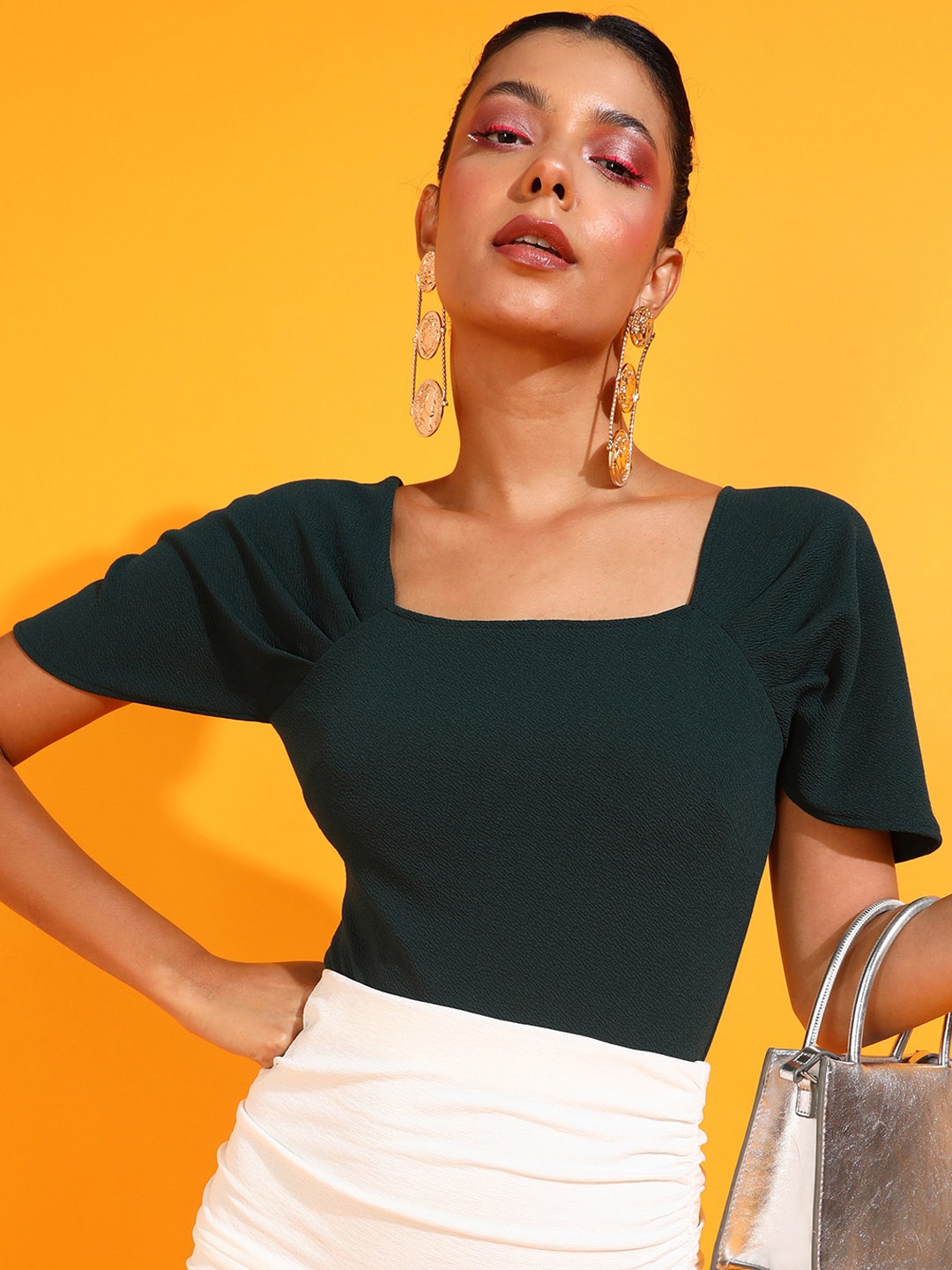 

Veni Vidi Vici Green Capsleeve Slim-Fit Bodysuit