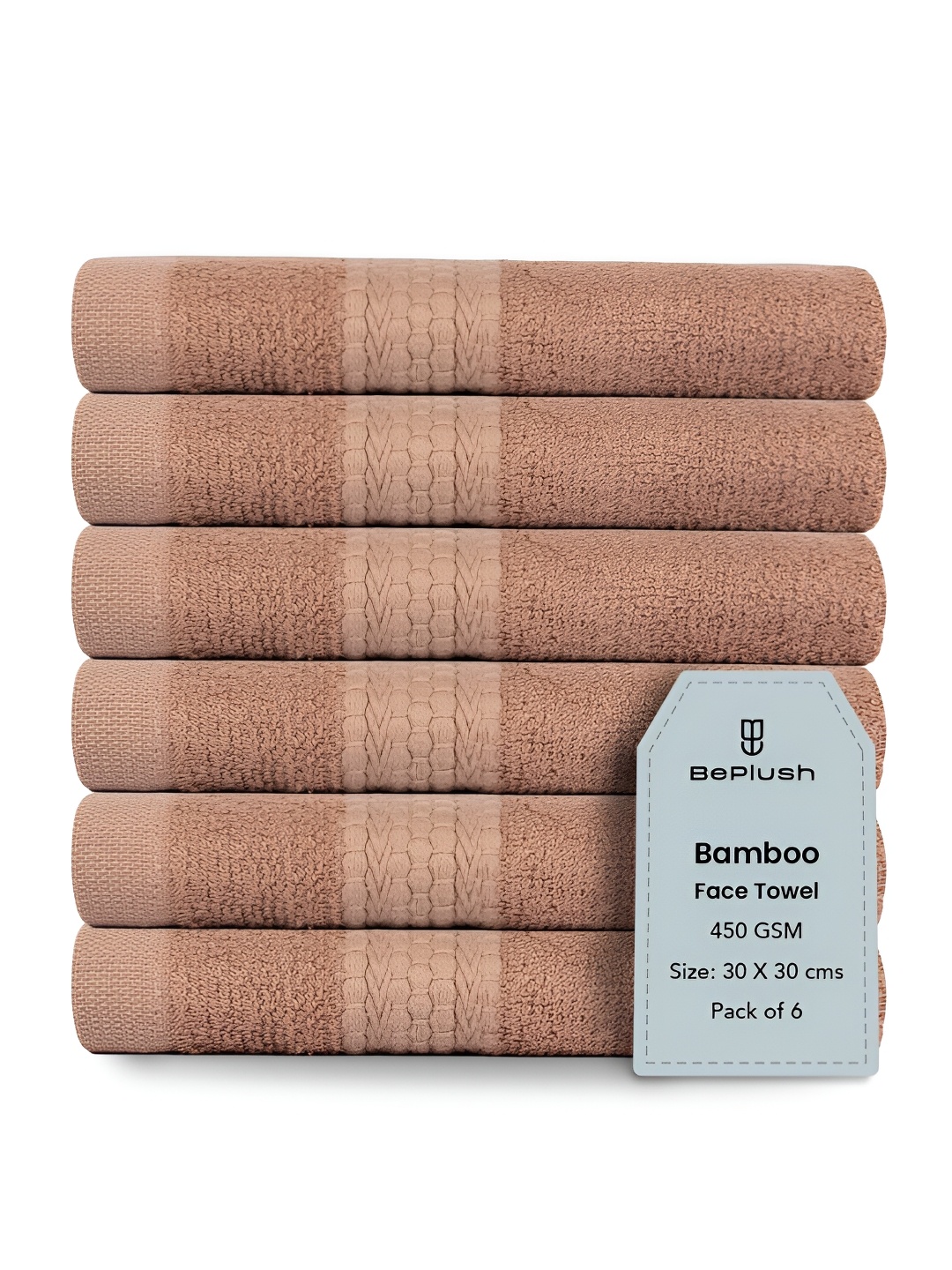 

BePlush Rust Brown 6 Pieces 450 GSM Quick Dry Hand Towels