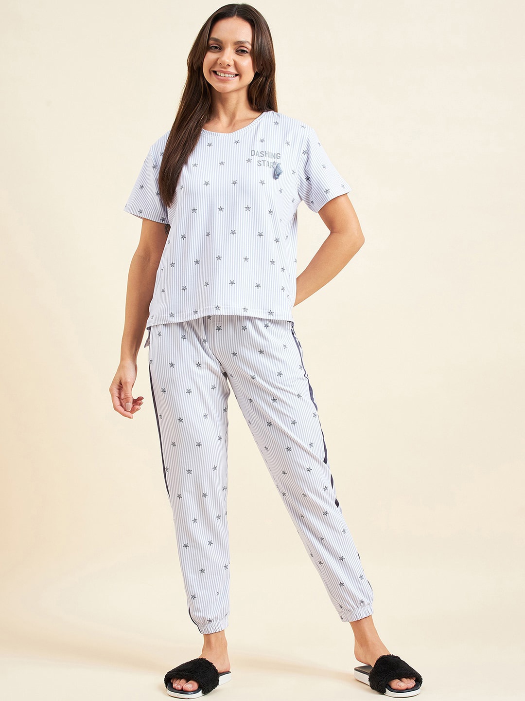 

Sweet Dreams Grey Graphic Printed T-shirt With Pyjamas