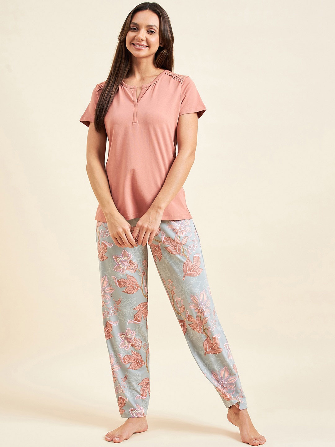 

Sweet Dreams Pink Floral Print Night suit, Blue