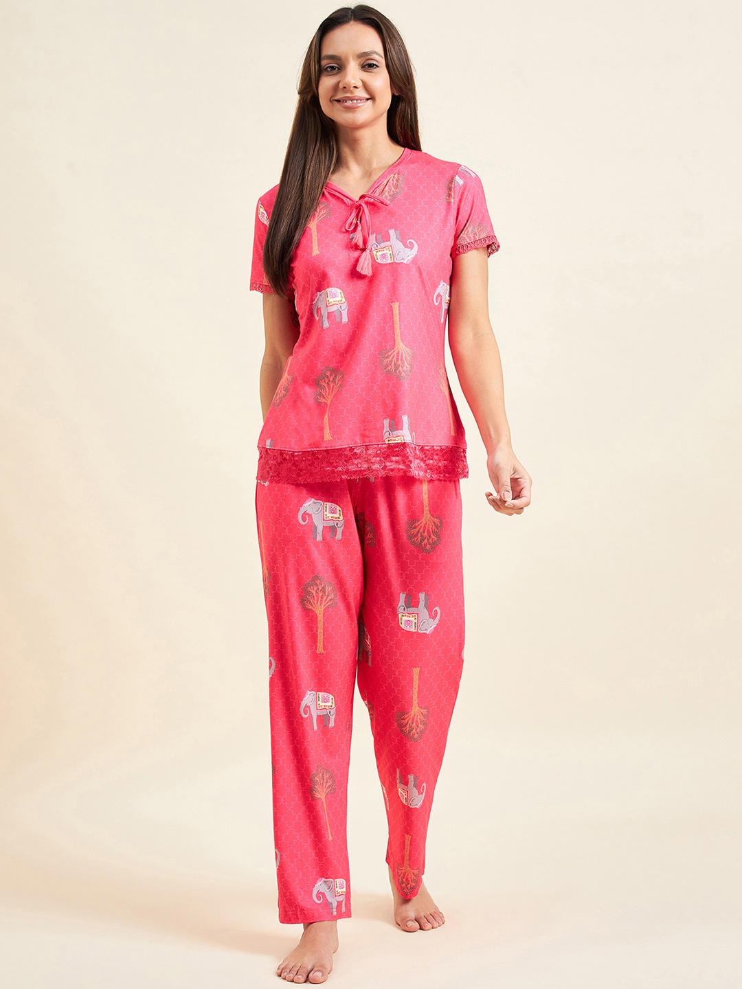 

Sweet Dreams Pink Graphic Printed T-shirt With Pyjamas