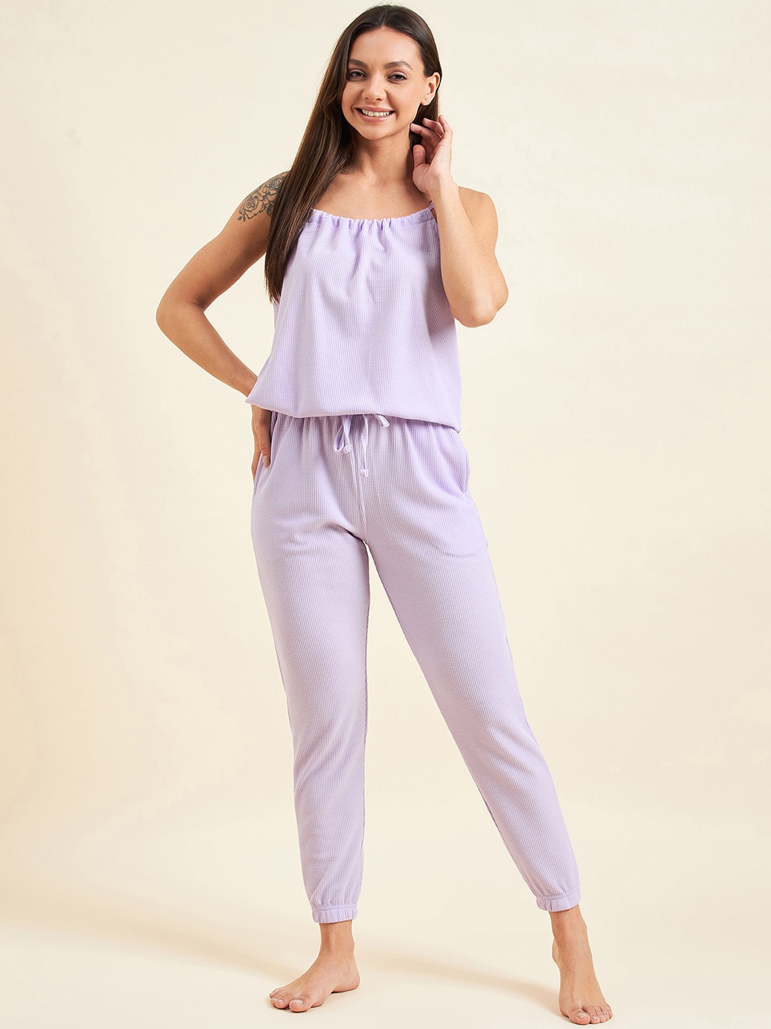 

Sweet Dreams Lavender Shoulder Straps Top With Pyjamas