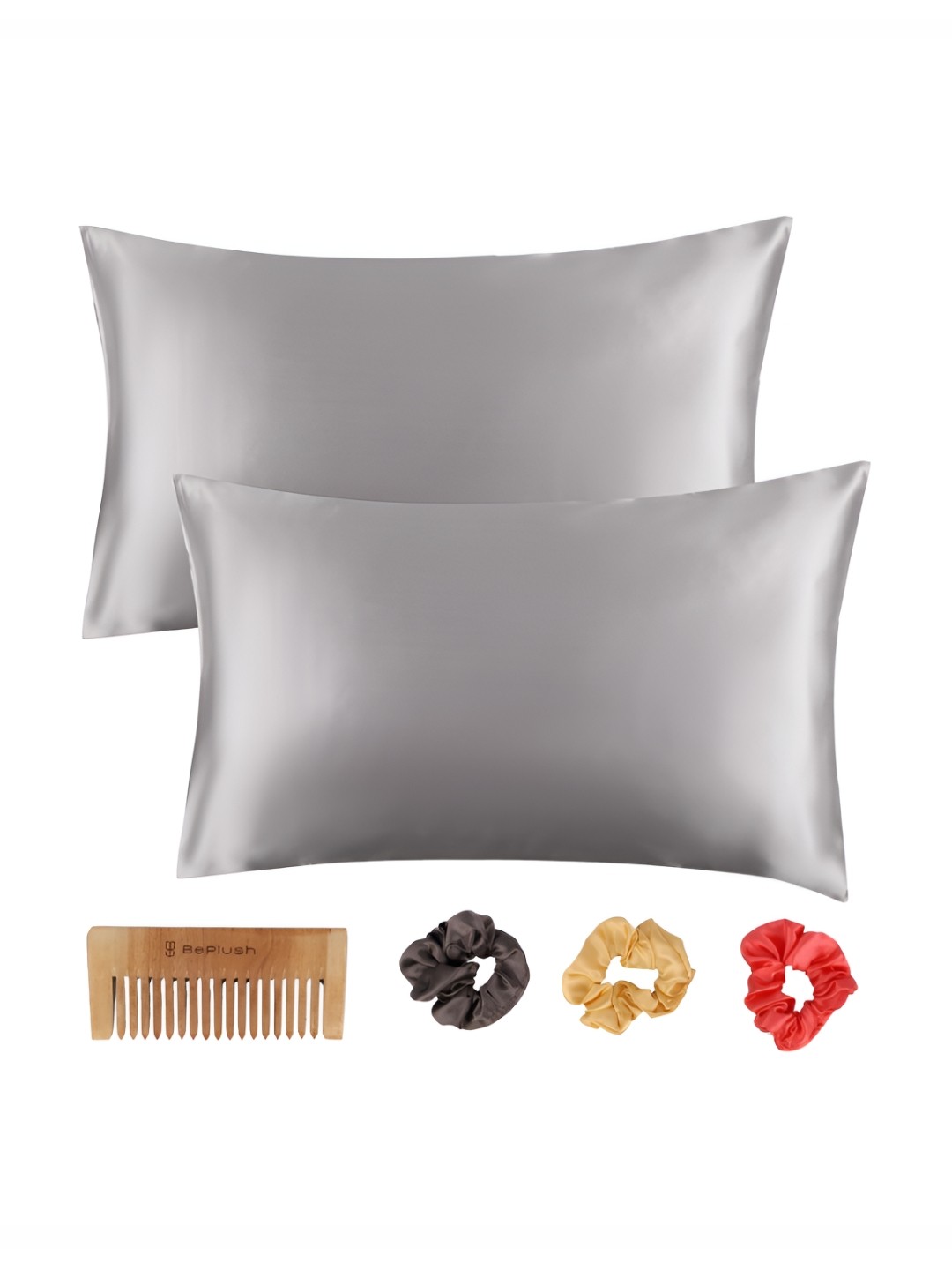 

BePlush Grey 2 Pieces Pillow Cover With Scrunches Home Gift Set