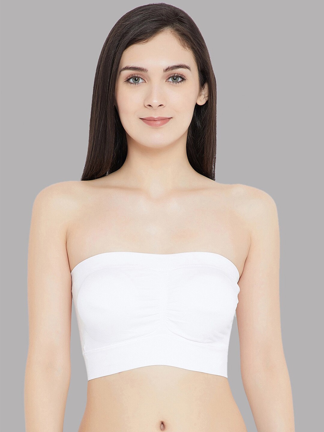 

DressBerry Seamless Medium Coverage Lightly Padded Bandeau Bra, White