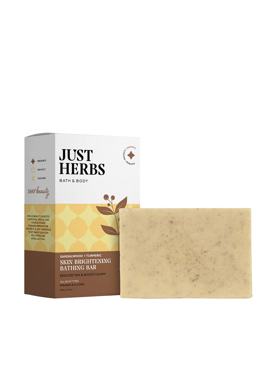 

Just Herbs Skin Brightening Bathing Bar - 100 g, Brown