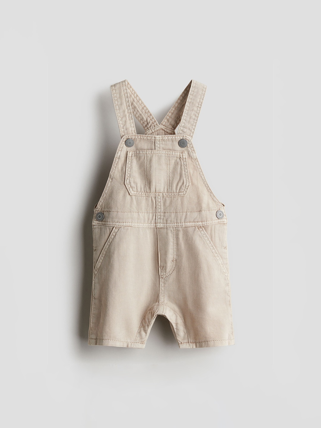 

H&M Boys Pure Cotton Twill Dungarees, Beige