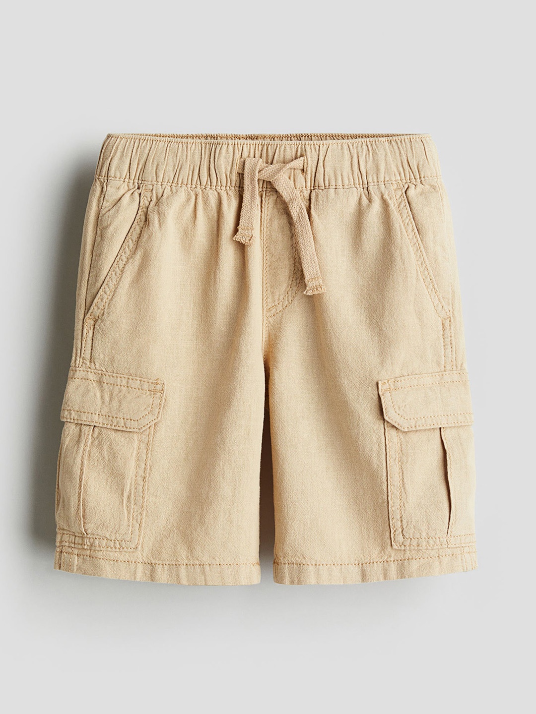 

H&M Boys Linen-Blend Cargo Shorts, Beige
