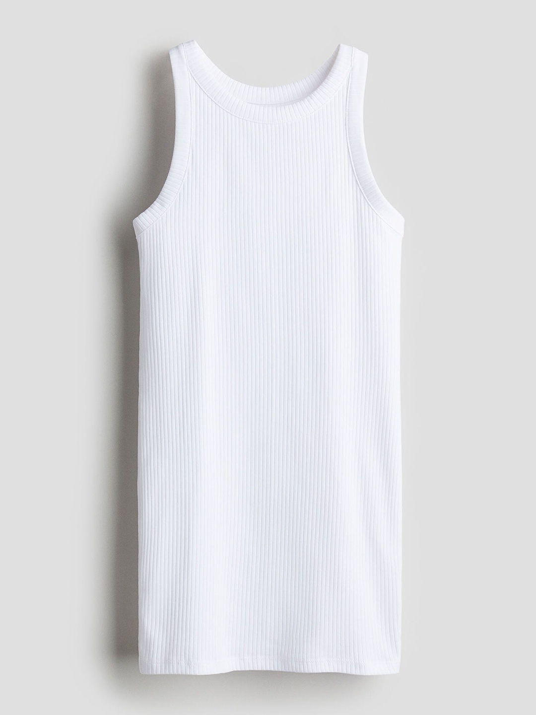 

H&M Girls Ribbed Jersey Dress, White