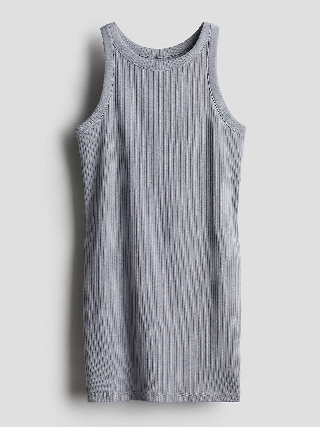 

H&M Girls Ribbed Jersey Dress, Grey