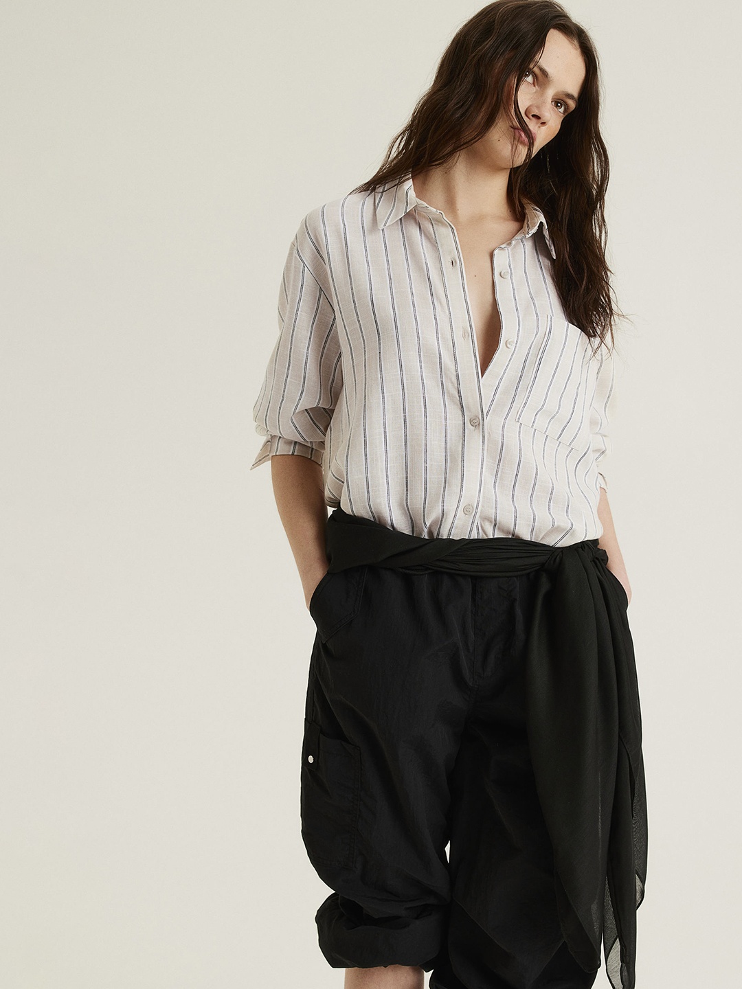 

H&M Linen-Blend Shirt, Beige
