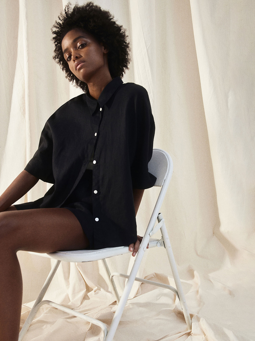 

H&M Linen Shirt, Black