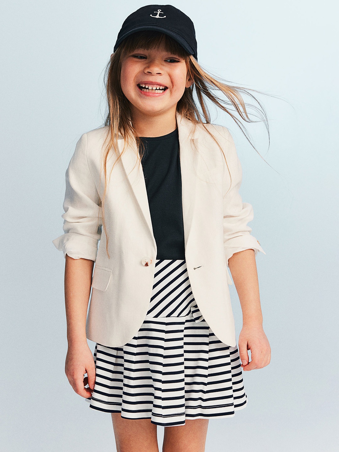 

H&M Girls Pleated Jersey Skirt, Blue