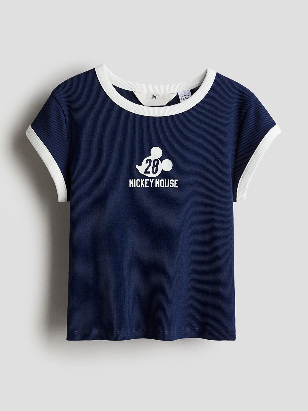 

H&M Girls Ribbed Tshirt, Navy blue