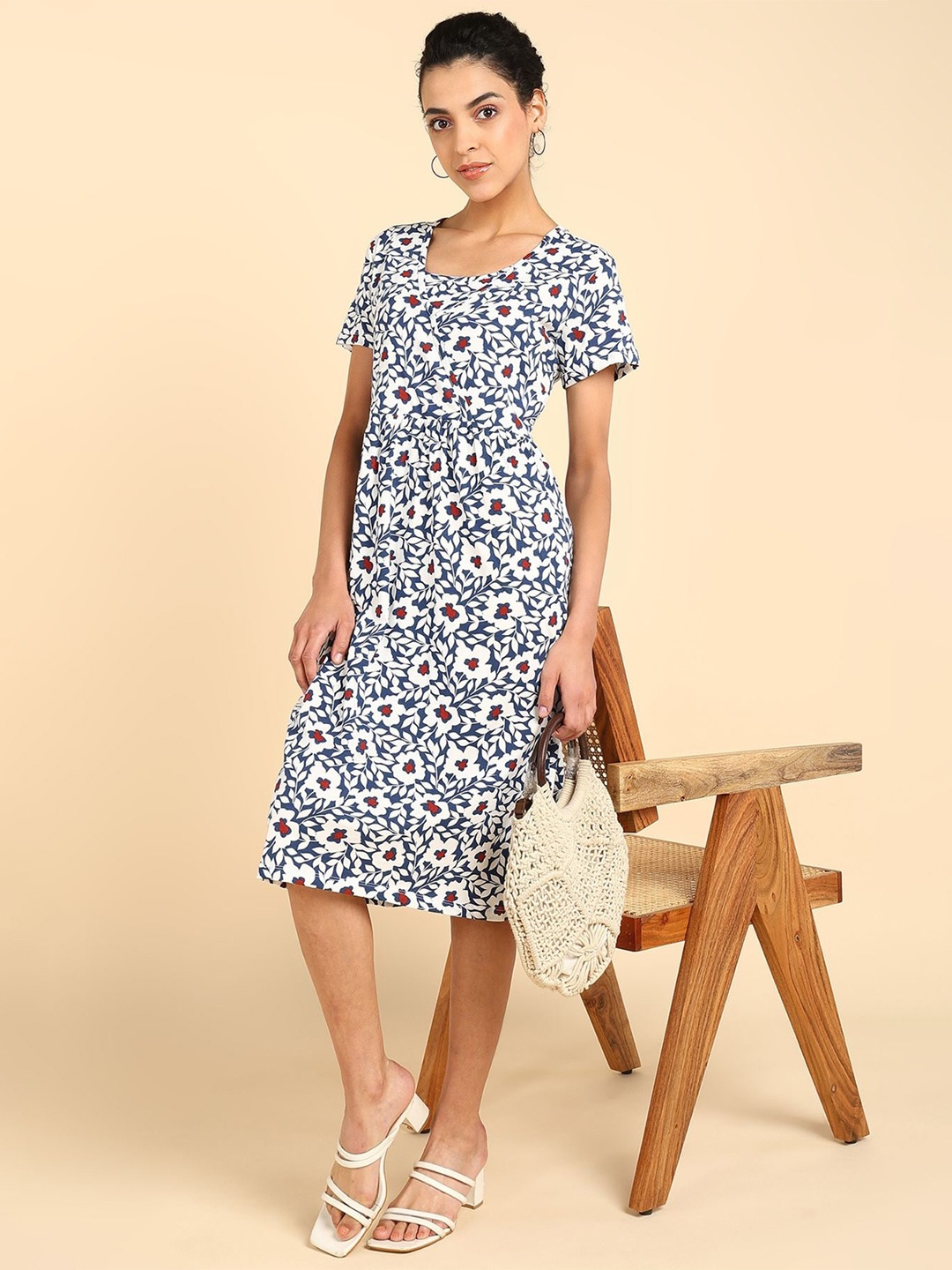 

House Of Zelena Floral Print Maternity A-Line Dress, Off white