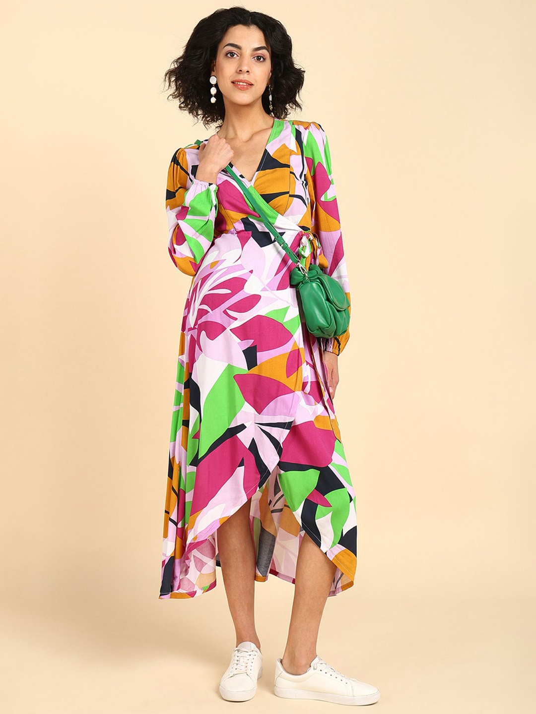 

House Of Zelena Print Maternity Midi Wrap Dress, Multi