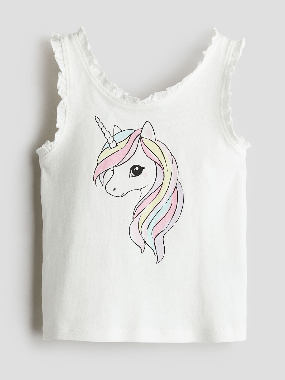 

H&M Girls Frill-Trimmed Vest Top, White