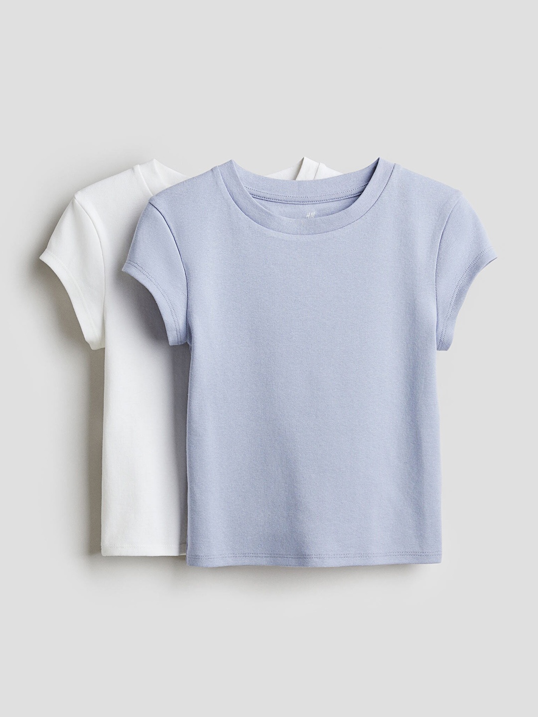 

H&M Girls 2-Pack Cotton Jersey Tops, Blue