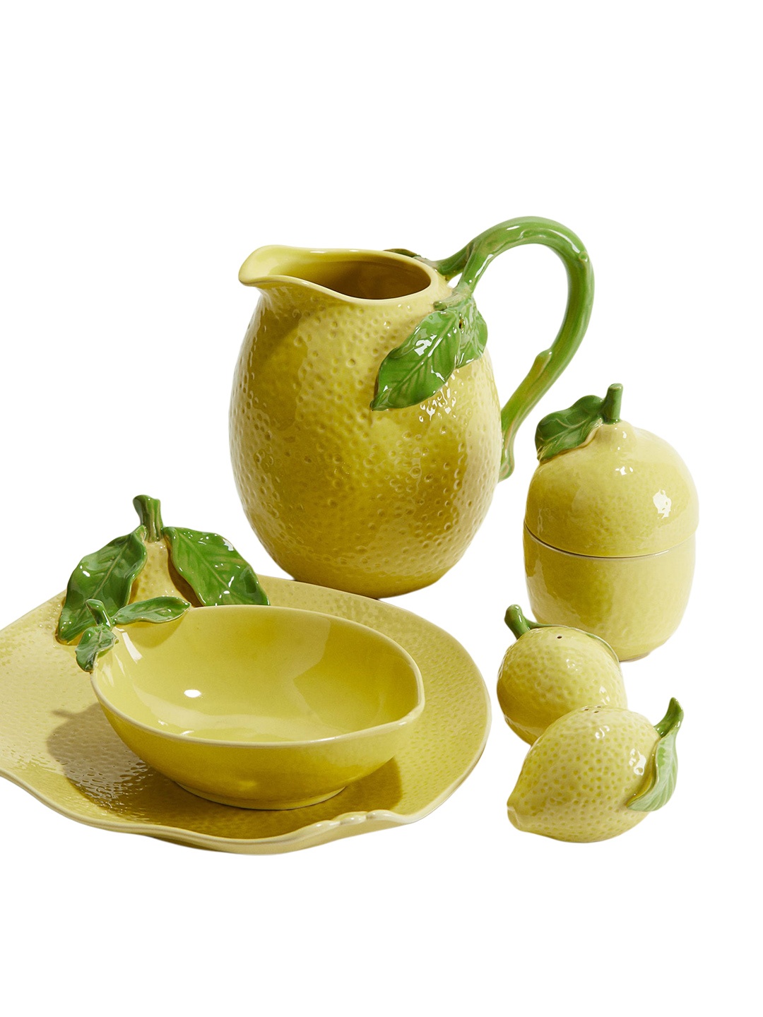 

H&M Yellow & Green Lemon Shaped Stoneware Jug