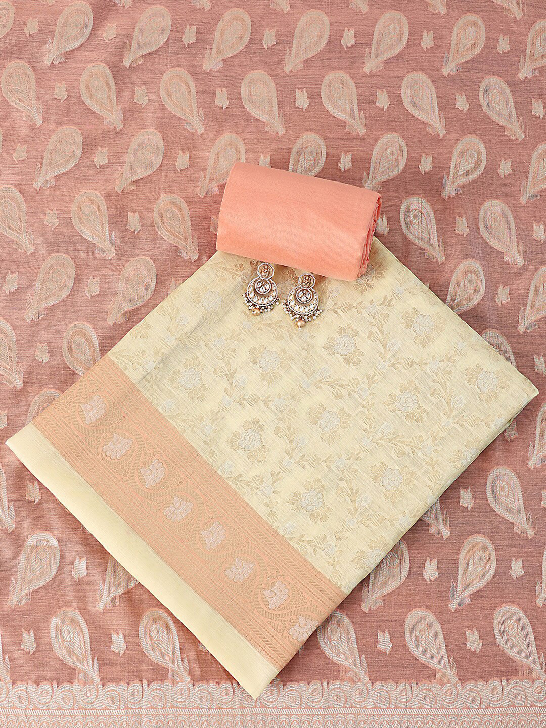 

KALKI Fashion Unstitched Dress Material, Pink