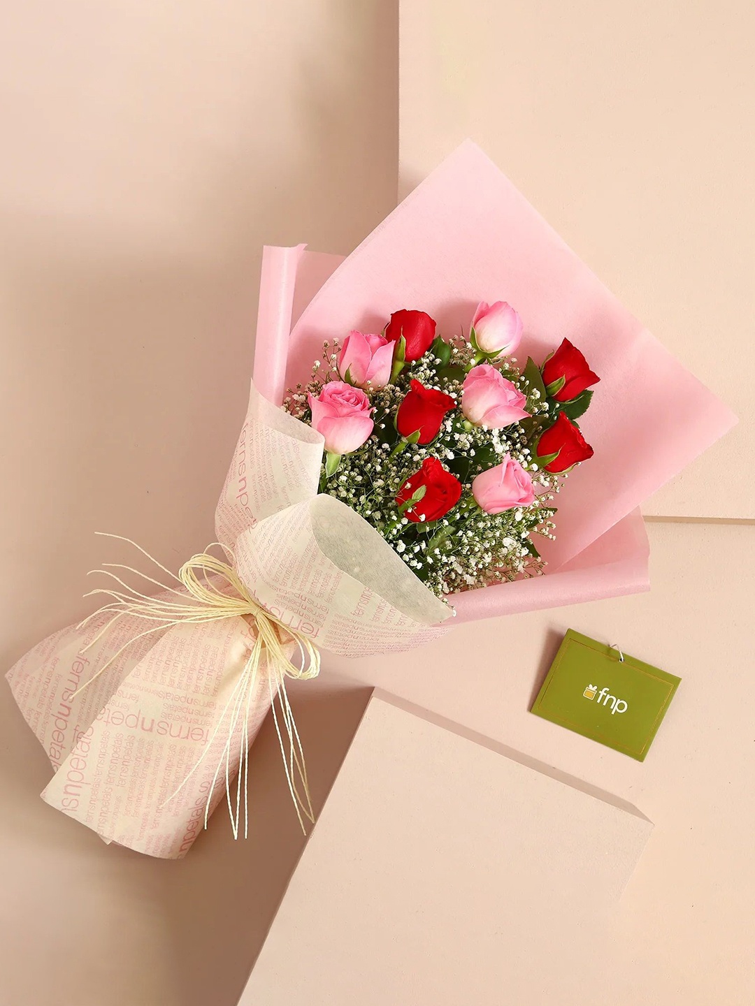 

fnp 10-Shy Roses Fresh Flowers Bouquet, Pink