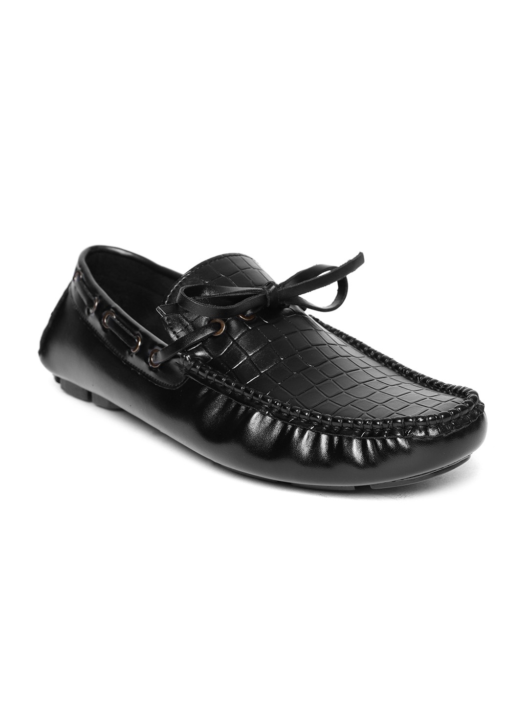 

San Frissco Men Black Textured Boat Shoes