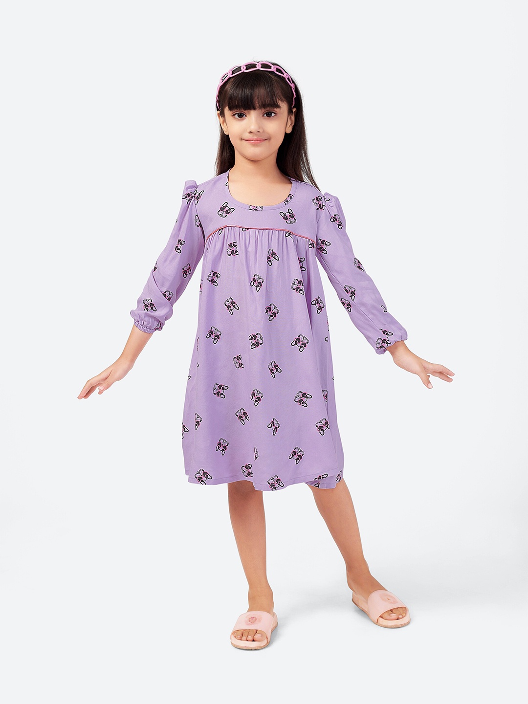 

BAESD Girls Conversational Printed Nightdress, Lavender