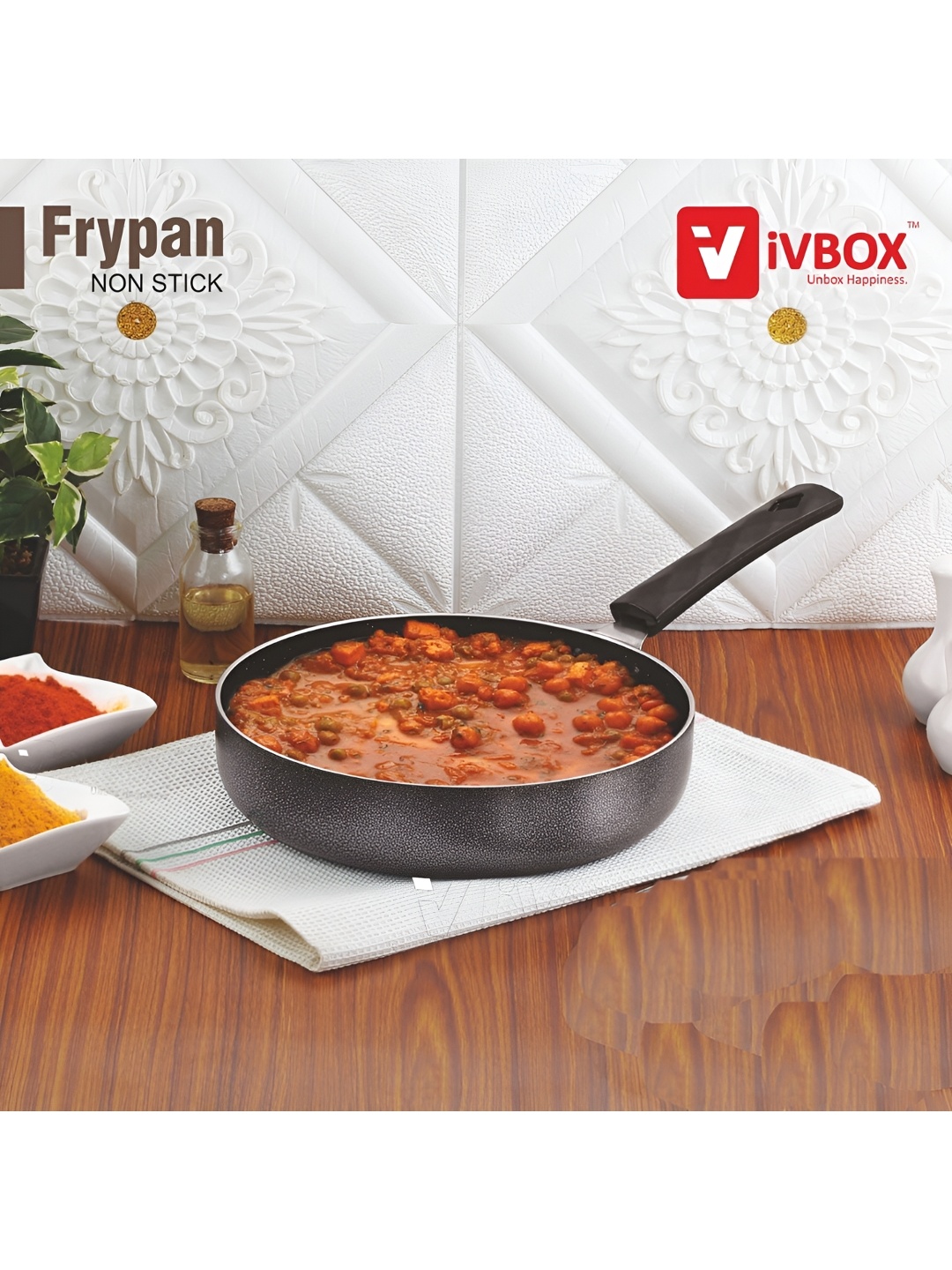 

iVBOX Black Melamine Dishwasher Safe Frying Pan