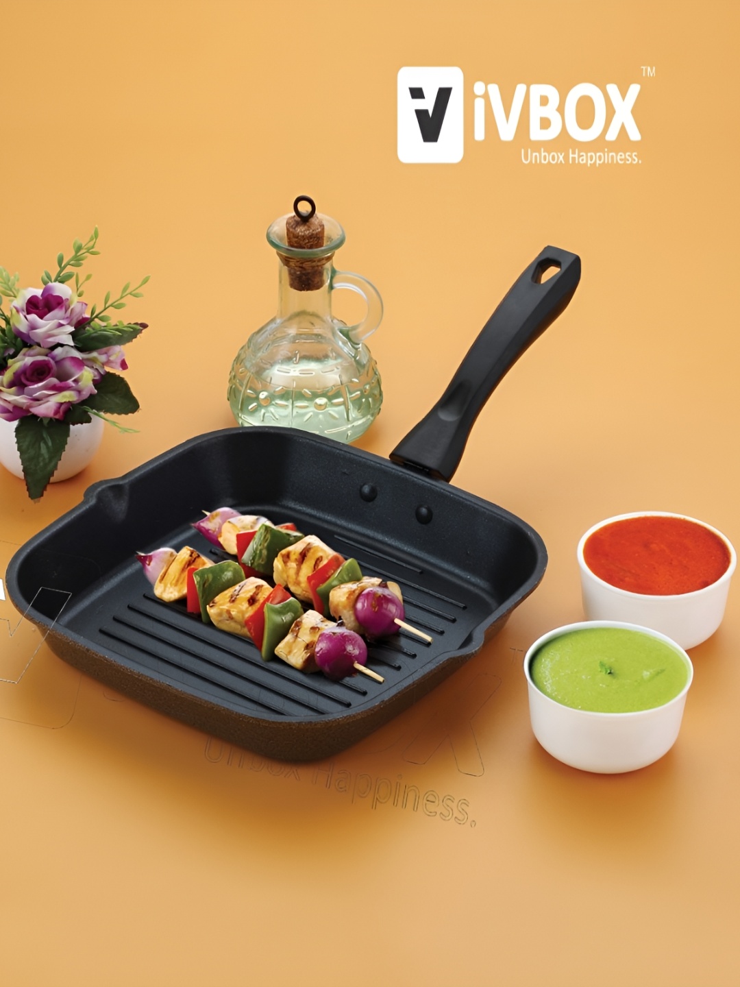 

iVBOX Black Non Stick Hammer Tone Coating Grill Pan 2L