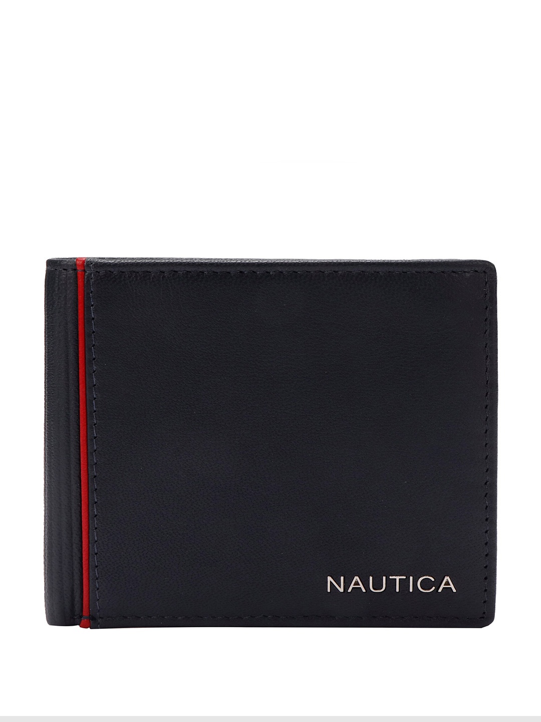 

Nautica Men Textured Leather RFID Two Fold Wallet, Navy blue