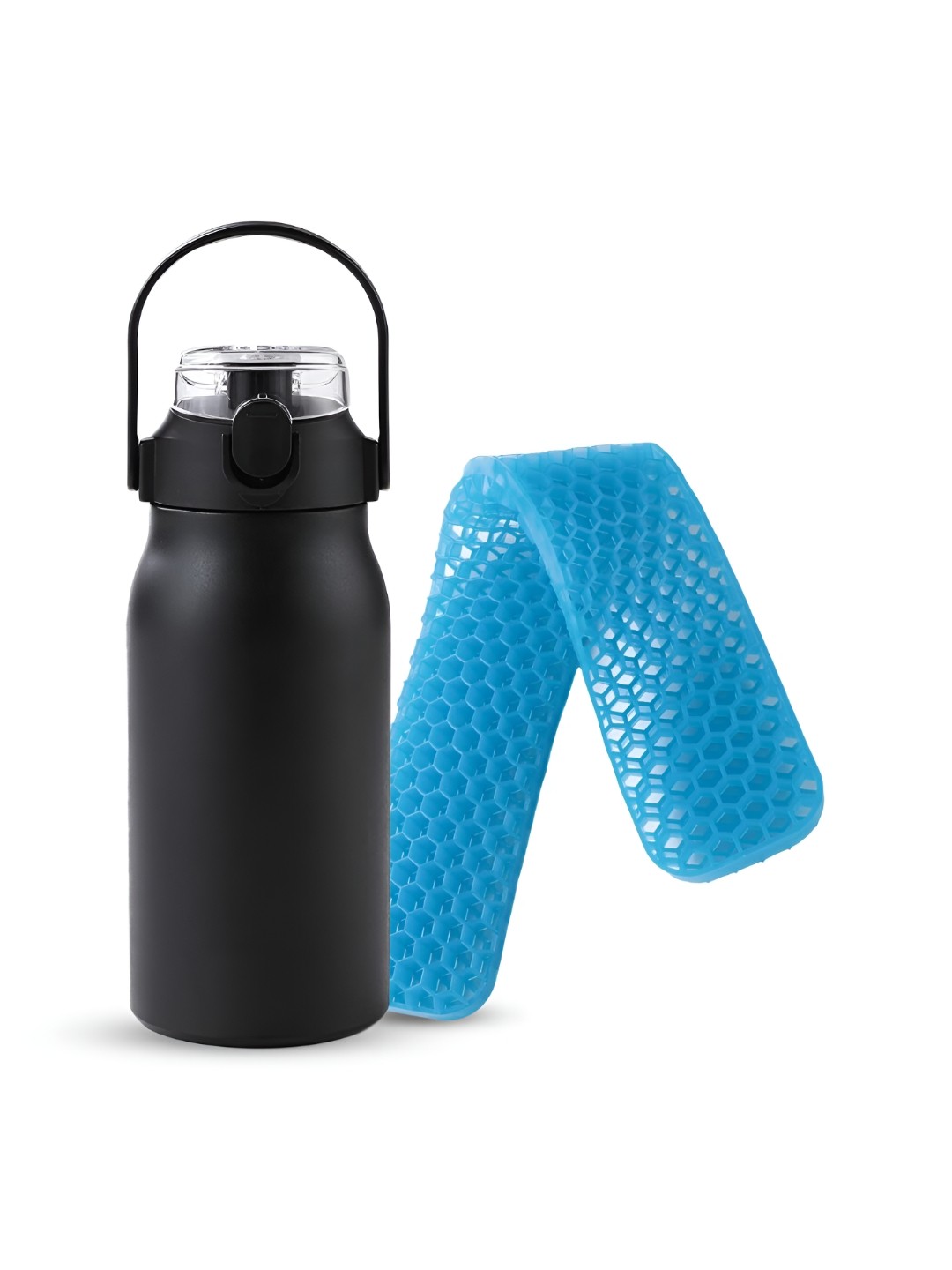 

Kuber Industries Black & Blue 2 Pcs Stainless Steel Solid Smart Vacuum Water Bottle