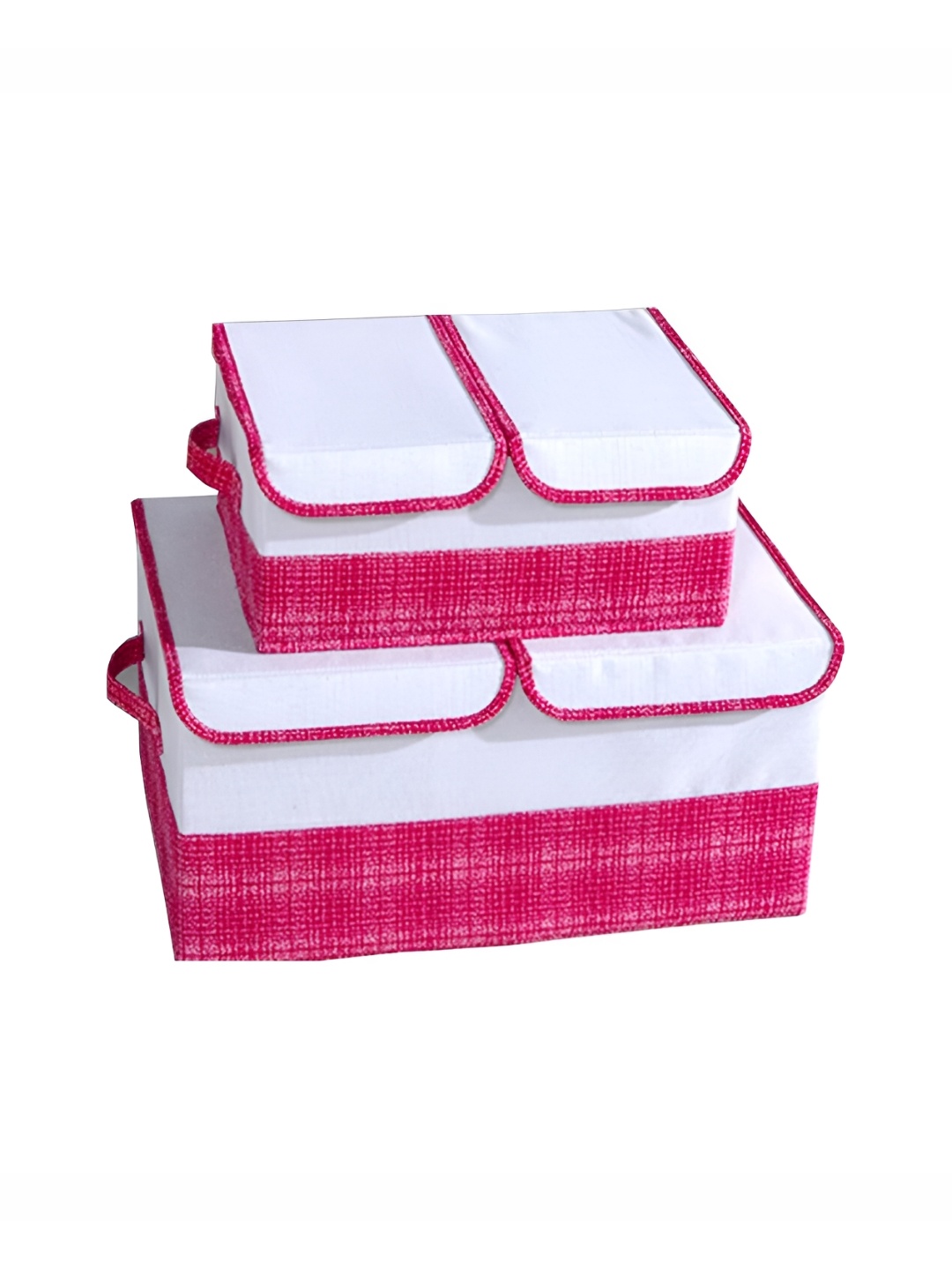 

Kuber Industries Pink & White 2 Pieces Self Design Multi-Utility Organisers