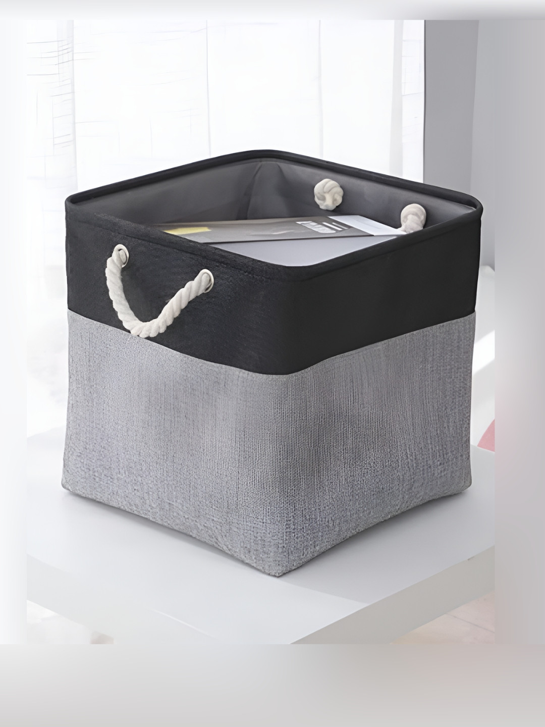 

Kuber Industries Grey & Black Foldable Multi-Utility Organiser