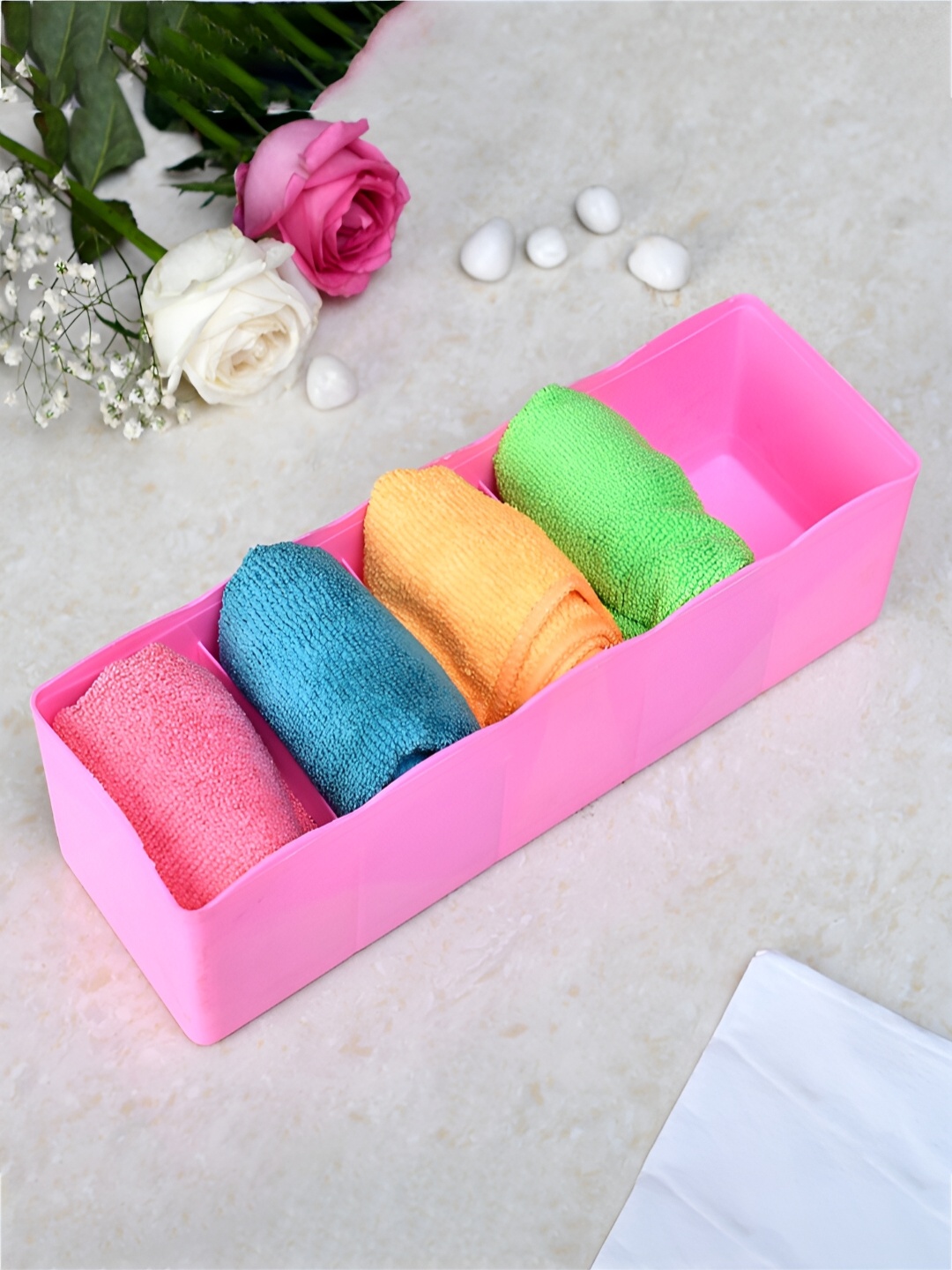 

Kuber Industries Pink 4 Pieces Regular Drawer Organiser