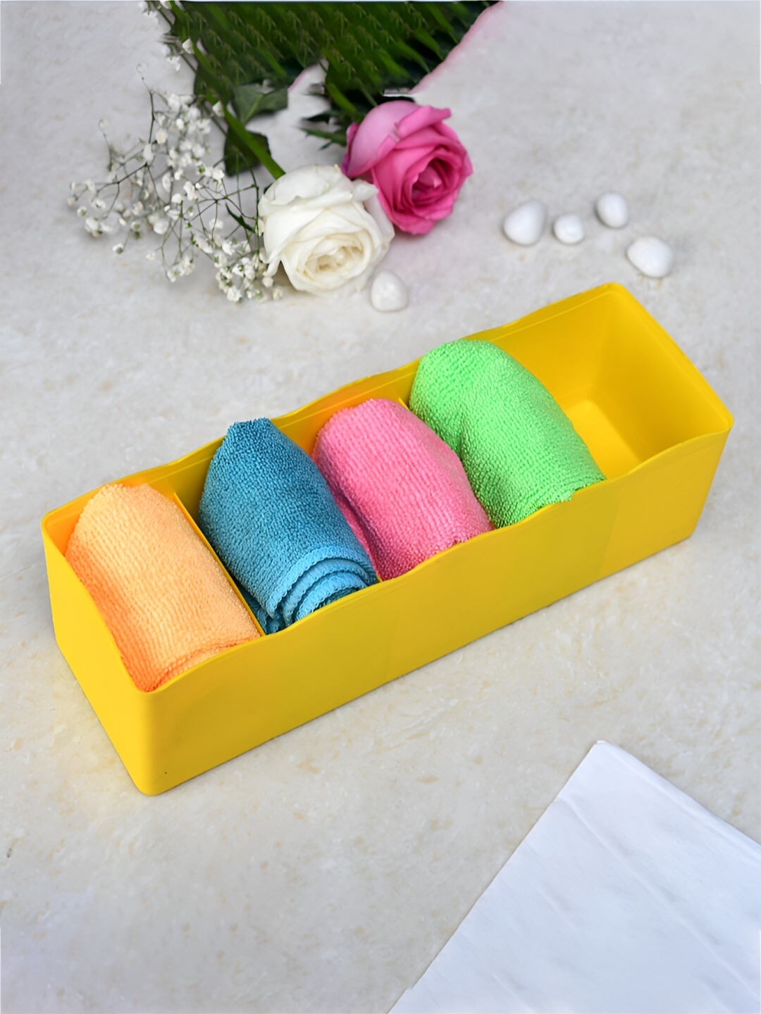 

Kuber Industries Yellow 4 Pieces Regular Drawer Organiser