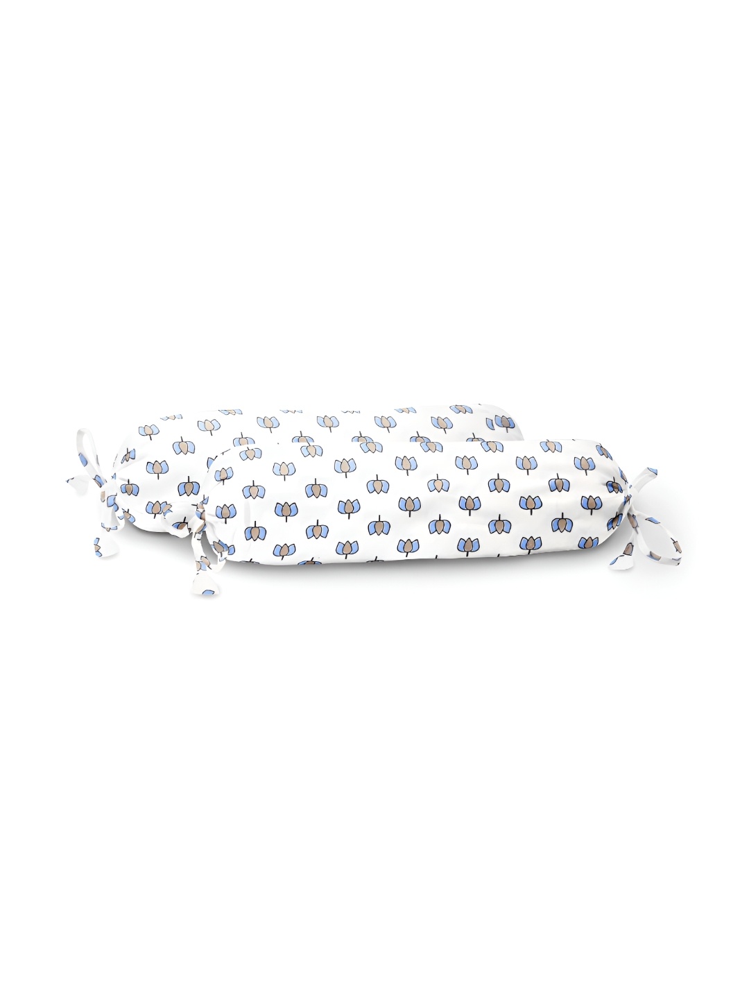 

THE BABY ATELIER 2-Pcs White & Blue Checked Cotton Bolster Covers