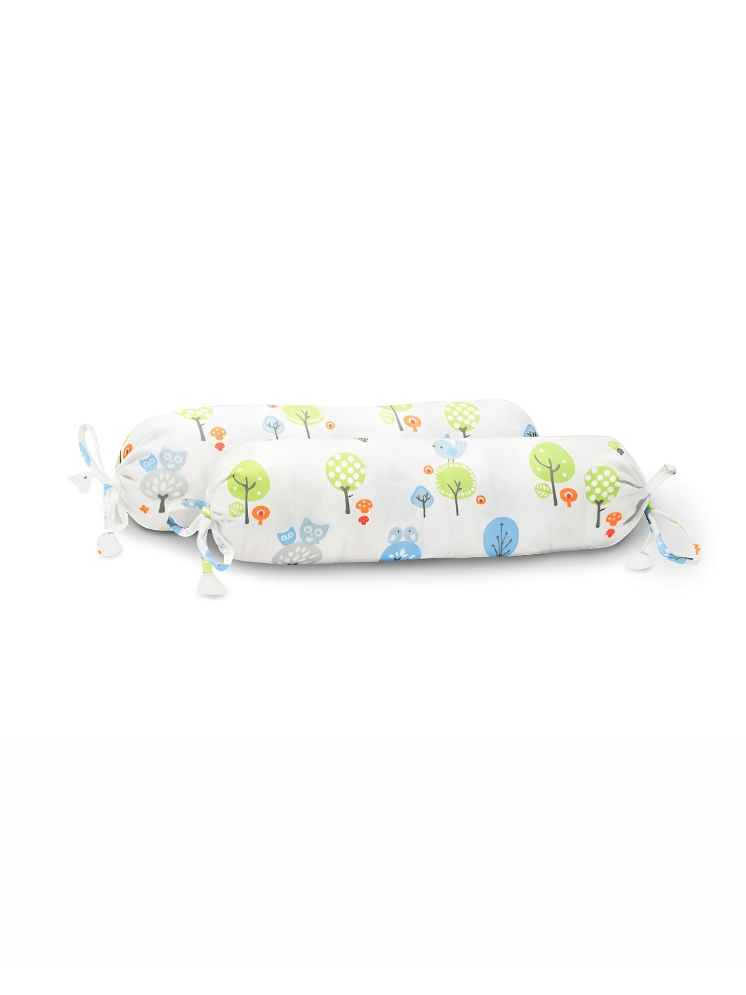 

THE BABY ATELIER 2-Pcs White Birdie Printed Cotton Bolster Covers