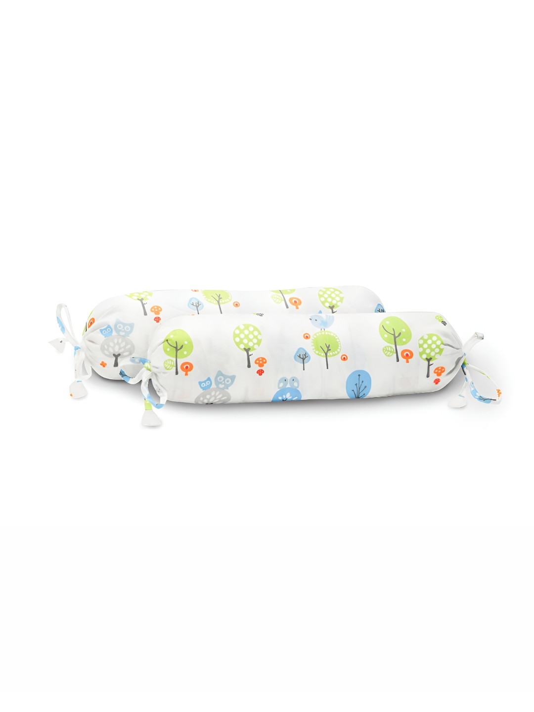 

THE BABY ATELIER 2-Pcs White Printed Cotton Bolster Covers