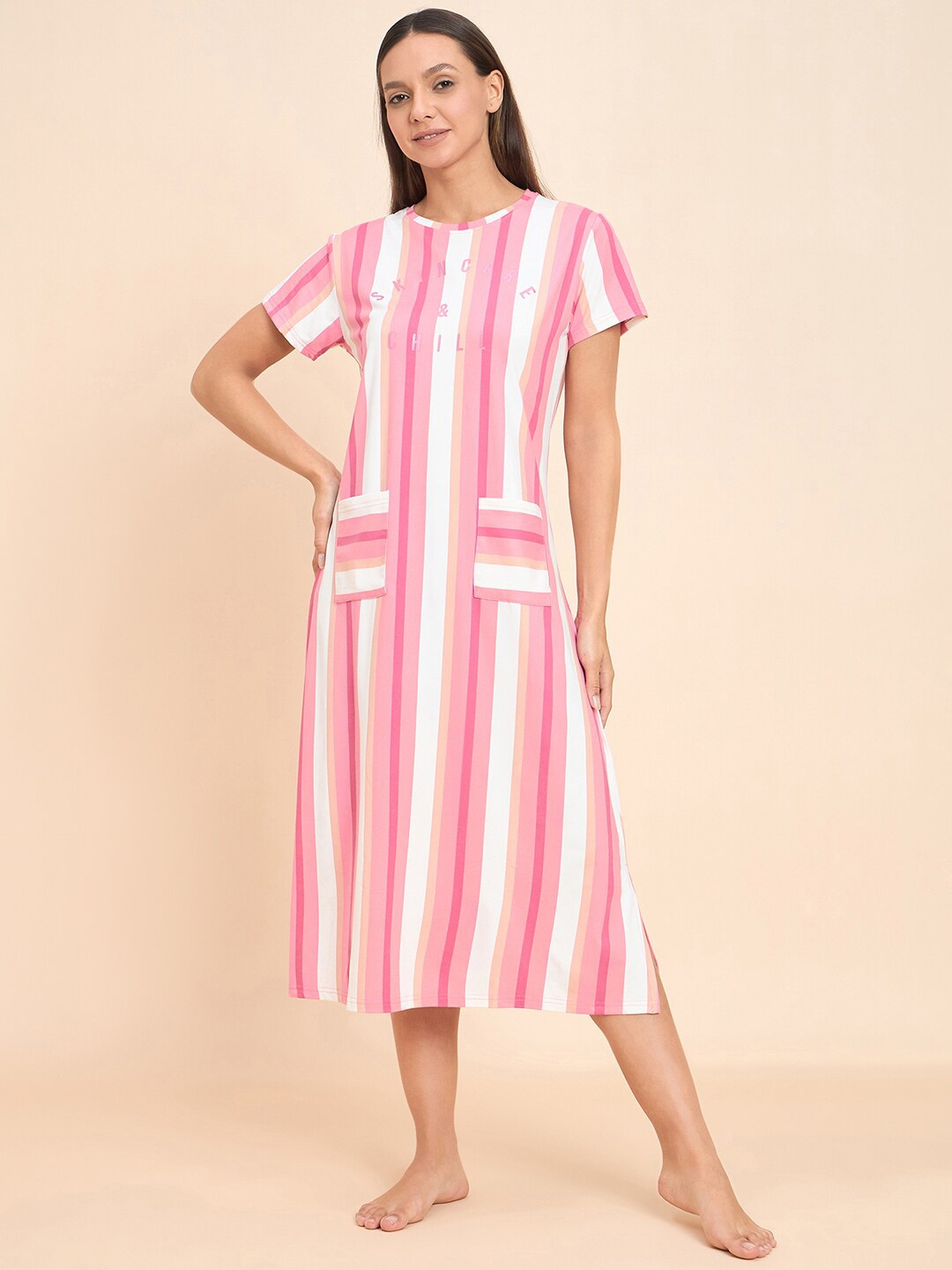 

Sweet Dreams Pink Striped T-shirt Nightdress